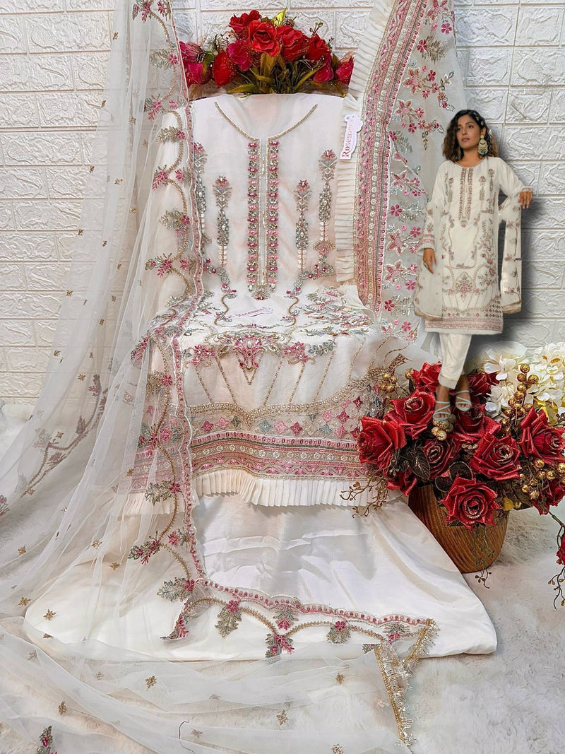 Fepic Suit C 1356 Organza Embroidery Khatli Work Salwar Suit
