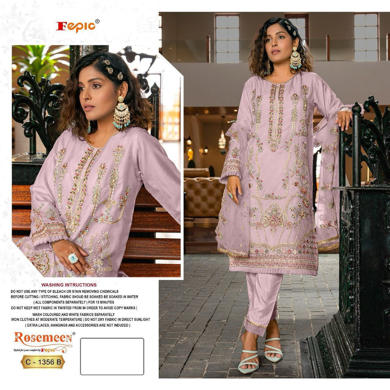 Fepic Suit C 1356 Organza Embroidery Khatli Work Salwar Suit