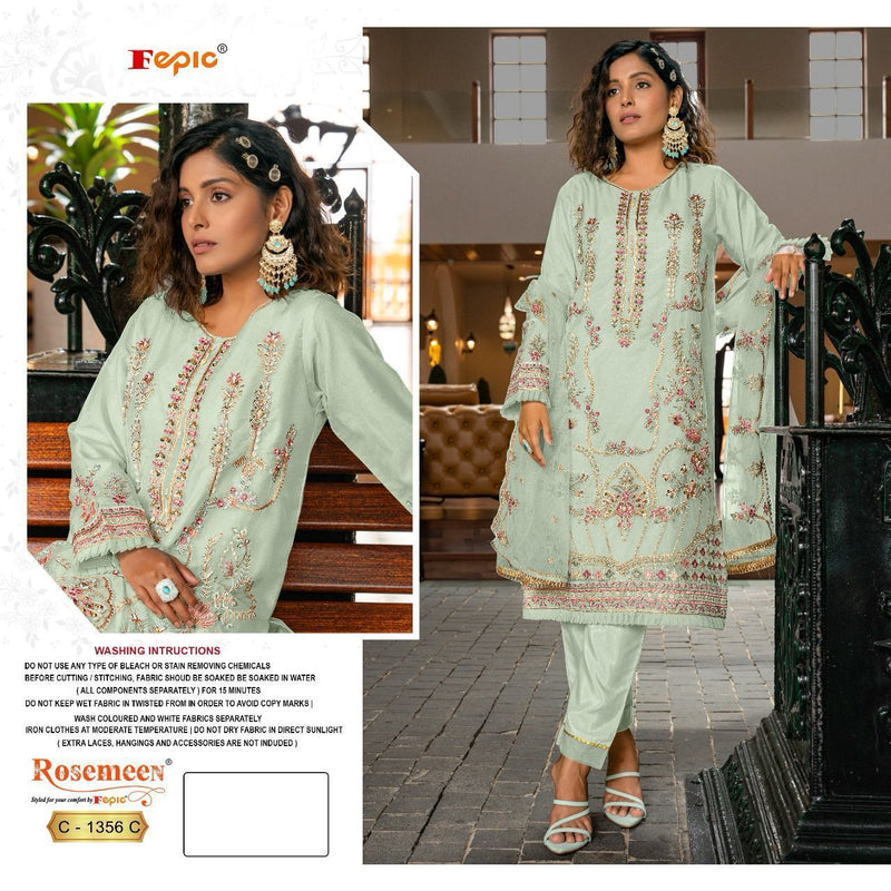 Fepic Suit C 1356 Organza Embroidery Khatli Work Salwar Suit