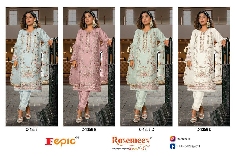 Fepic Suit C 1356 Organza Embroidery Khatli Work Salwar Suit
