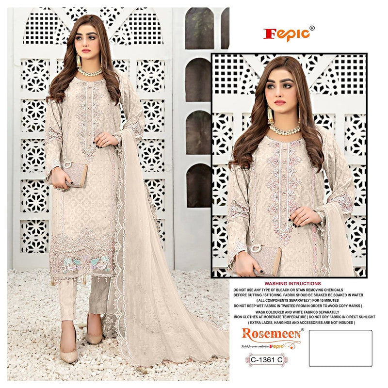 Fepic Suit C 1361 Georgette Embroidered Handwork Designer Salwar Suit