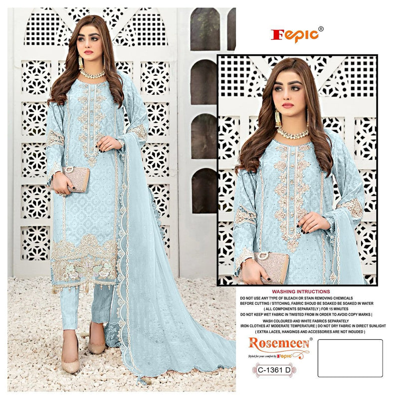 Fepic Suit C 1361 Georgette Embroidered Handwork Designer Salwar Suit