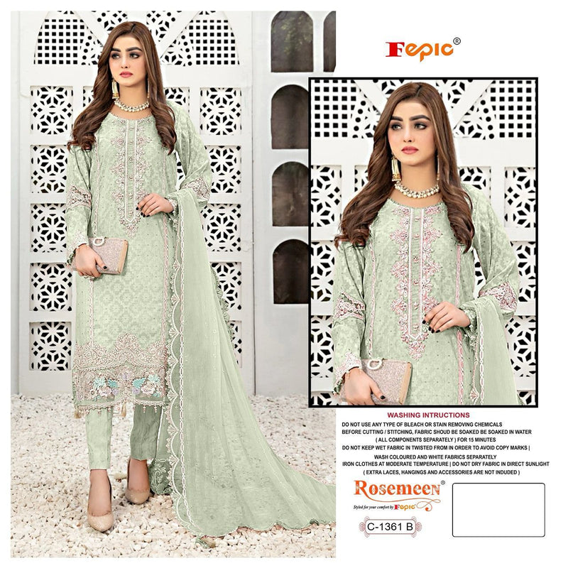 Fepic Suit C 1361 Georgette Embroidered Handwork Designer Salwar Suit