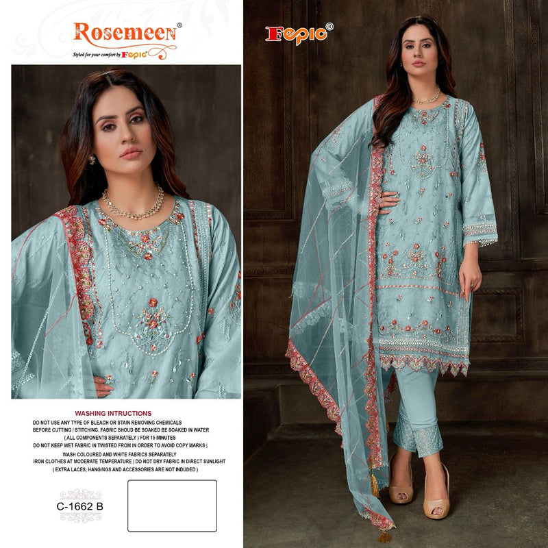 Fepic Suit C 1662 Organza Embroidered With Khatli Work Salwar Suit