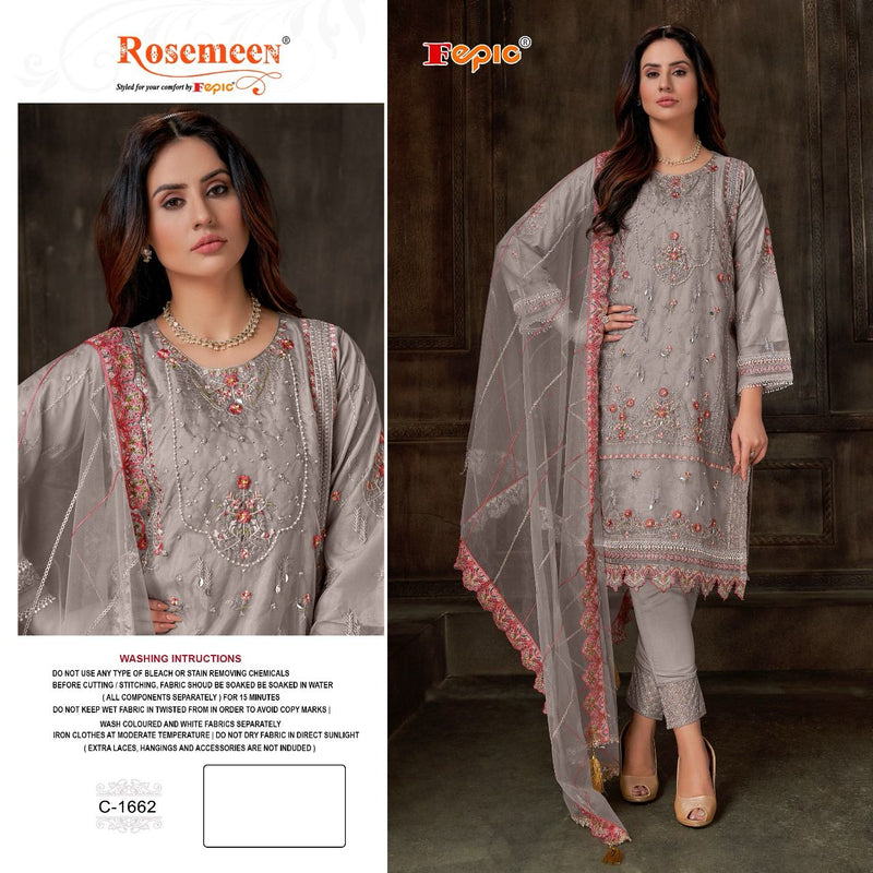 Fepic Suit C 1662 Organza Embroidered With Khatli Work Salwar Suit