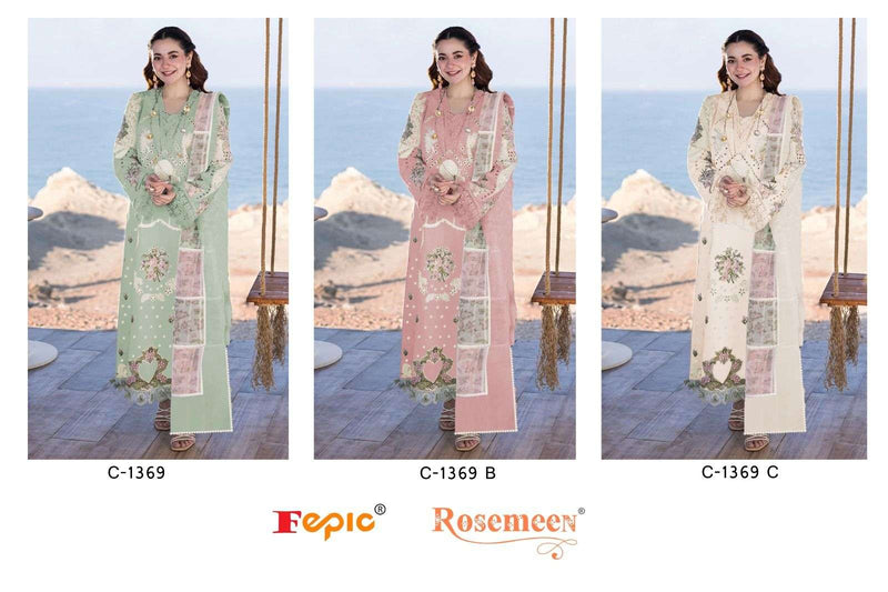 Fepic Suit Rosemeen C 1369 Pure Cotton Embroidered Pakistani Salwar Suit