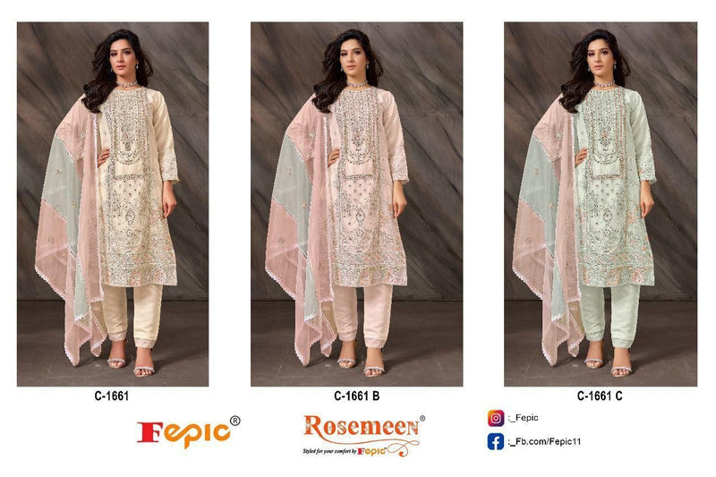 Fepic Suit Rosemeen C 1661 Organza Embroidered Handwork Salwar Suit