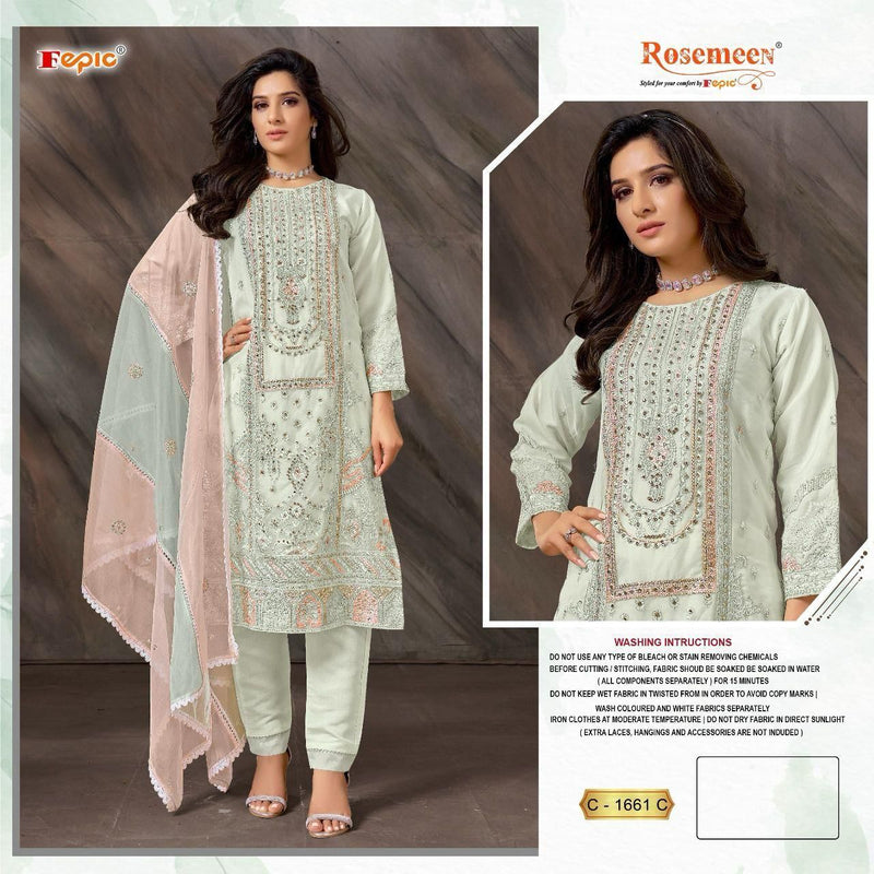 Fepic Suit Rosemeen C 1661 Organza Embroidered Handwork Salwar Suit