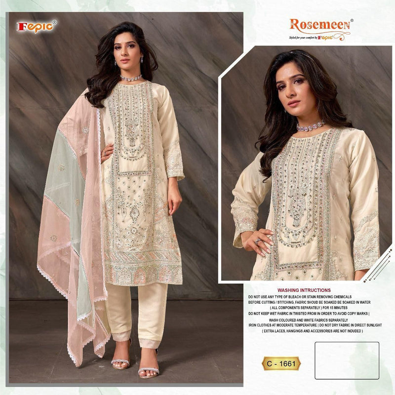 Fepic Suit Rosemeen C 1661 Organza Embroidered Handwork Salwar Suit