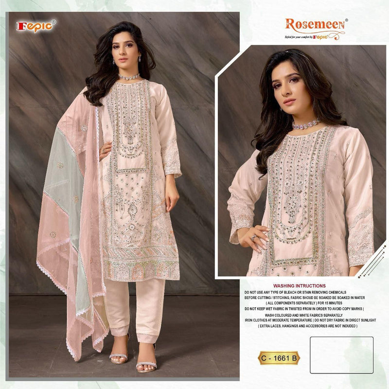 Fepic Suit Rosemeen C 1661 Organza Embroidered Handwork Salwar Suit