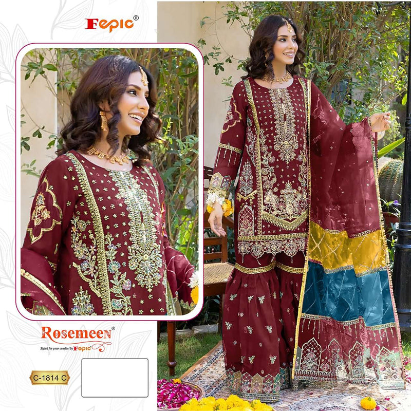 Fepic Suit Rosemeen C 1814 Organza Embroidered Pakistani Suit
