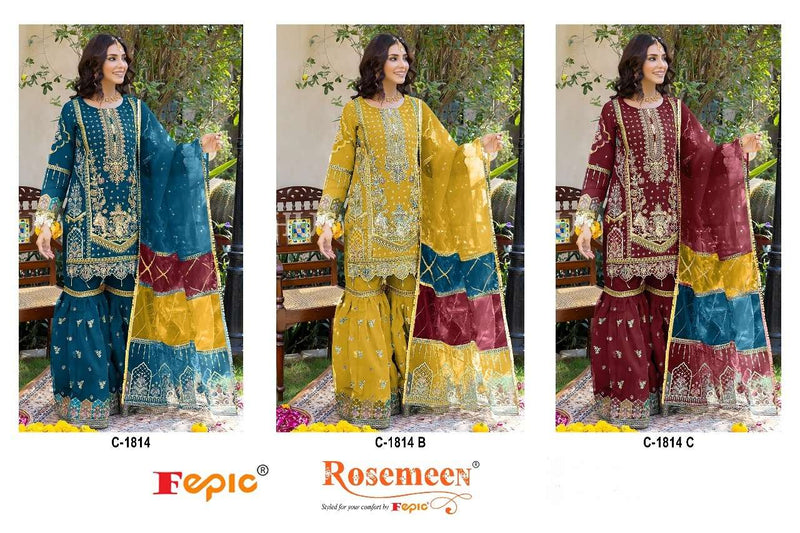 Fepic Suit Rosemeen C 1814 Organza Embroidered Pakistani Suit