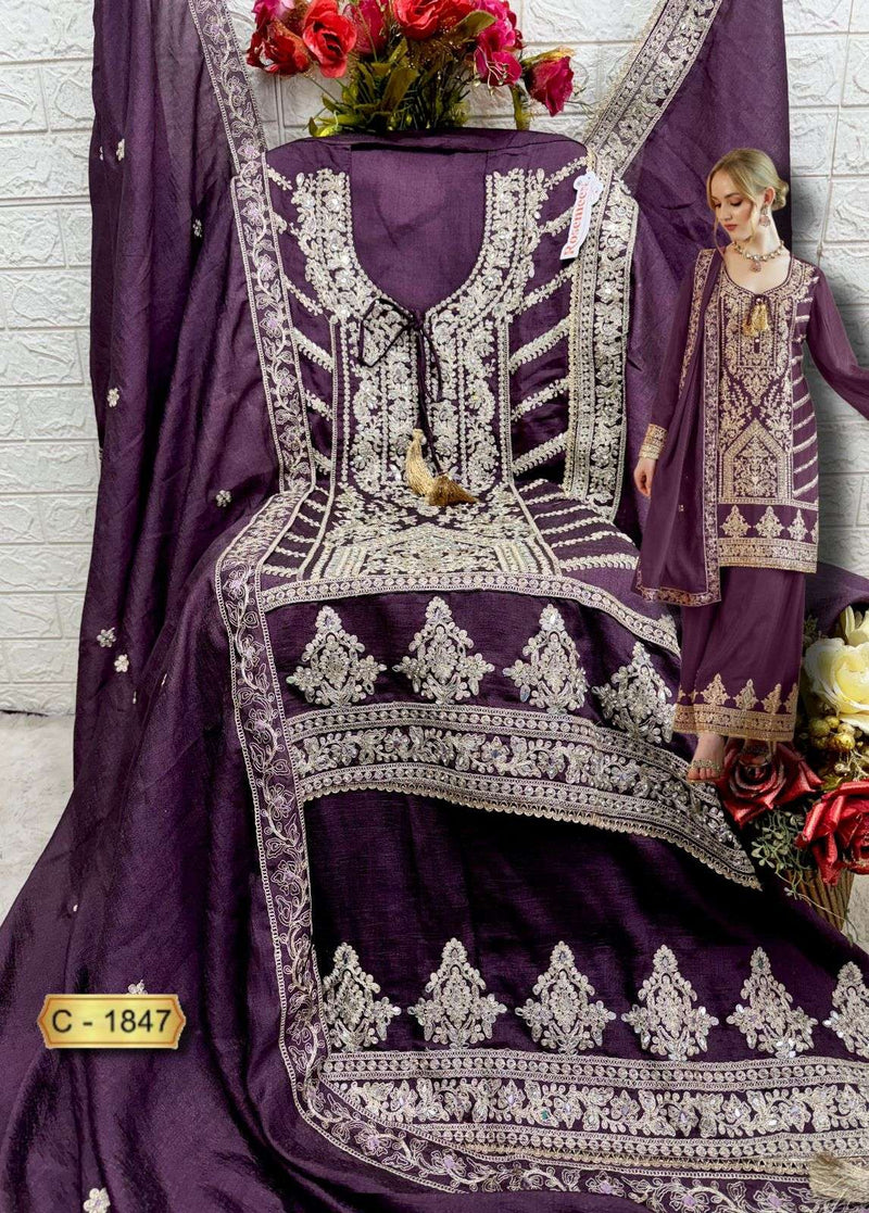 Fepic Suit Rosemeen C 1847 Vichitra Silk Embroidered Pakistani Salwar Suit