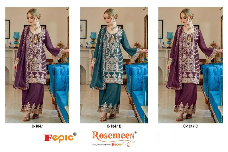 Fepic Suit Rosemeen C 1847 Vichitra Silk Embroidered Pakistani Salwar Suit