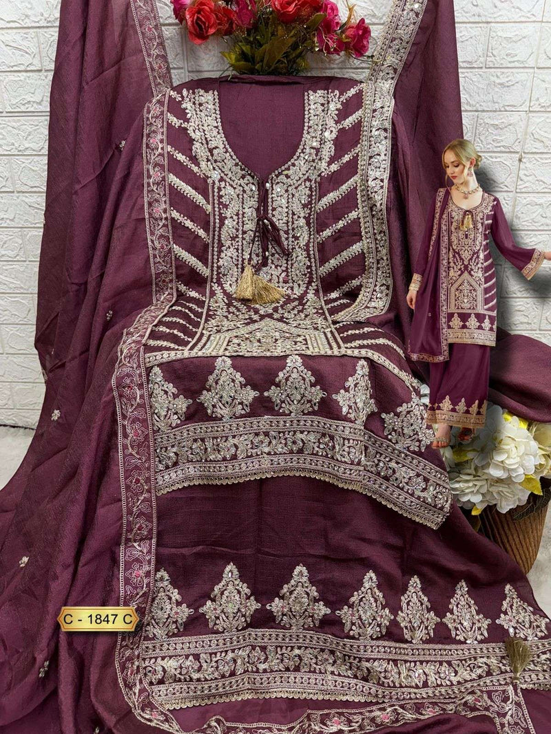 Fepic Suit Rosemeen C 1847 Vichitra Silk Embroidered Pakistani Salwar Suit