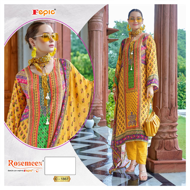 Fepic Suit Rosemeen C 1867 Pure Crepe Embroidered Pakistani Salwar Suit