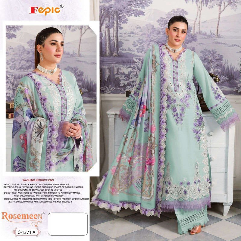 Fepic Suit Rosmeen C 1371 Pure Cotton Embroidered Pakistani Salwar Suit