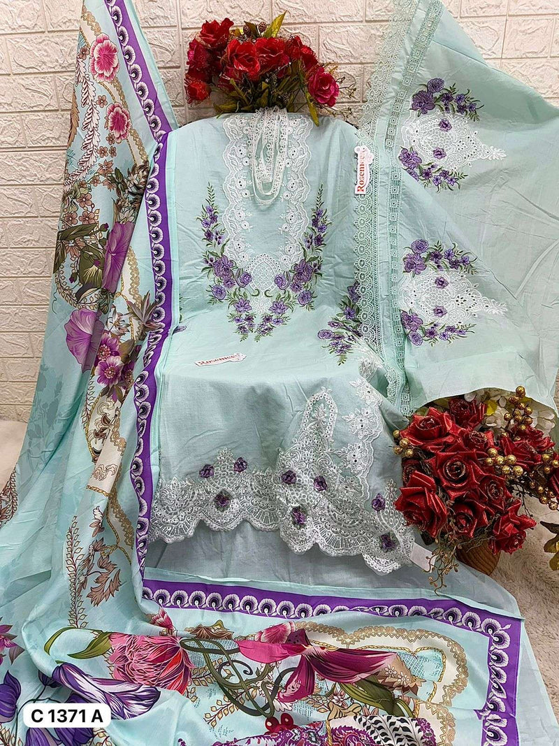 Fepic Suit Rosmeen C 1371 Pure Cotton Embroidered Pakistani Salwar Suit