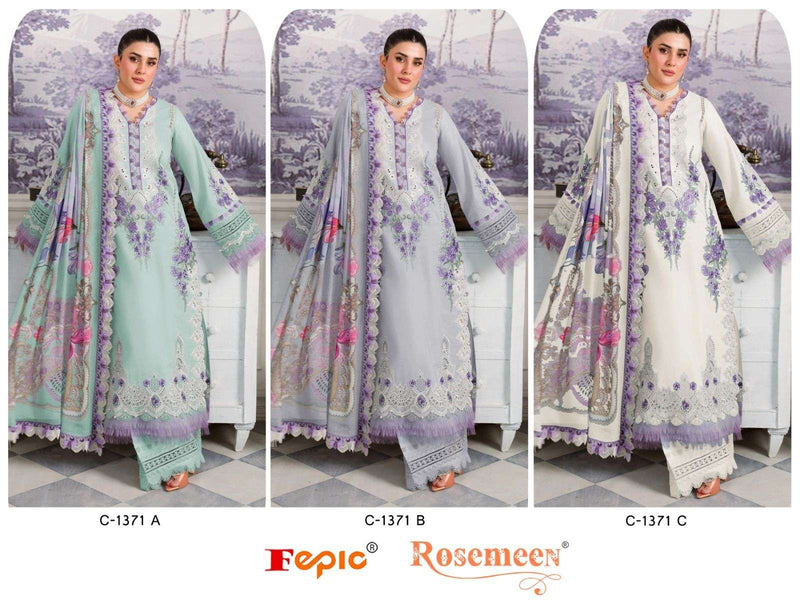 Fepic Suit Rosmeen C 1371 Pure Cotton Embroidered Pakistani Salwar Suit