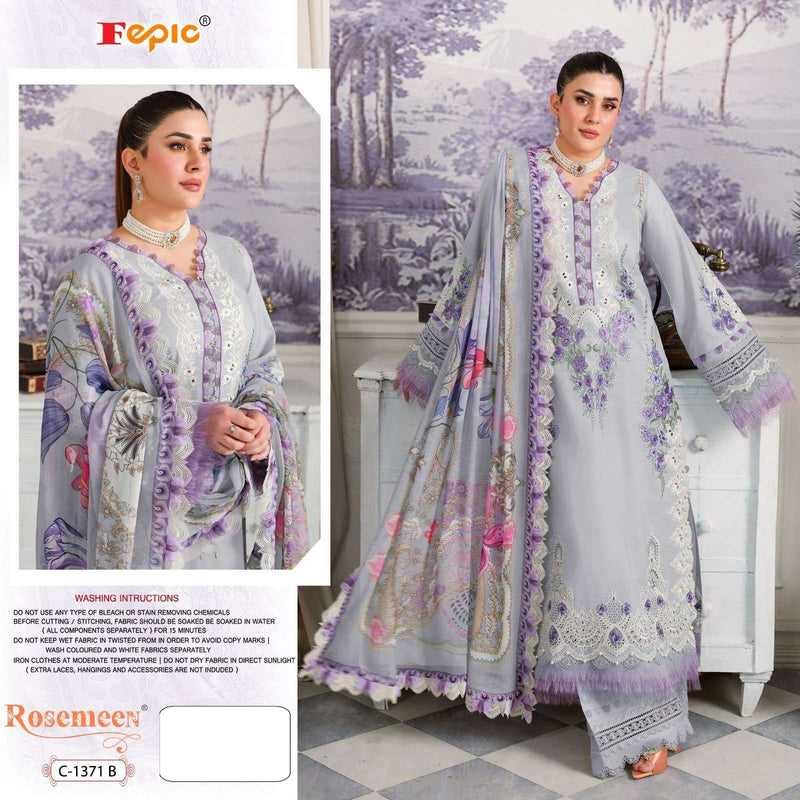 Fepic Suit Rosmeen C 1371 Pure Cotton Embroidered Pakistani Salwar Suit