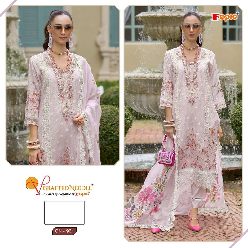 Fepic Suits Crafted Needle CN 961 Organza Embroidered Handwork Salwar Suit