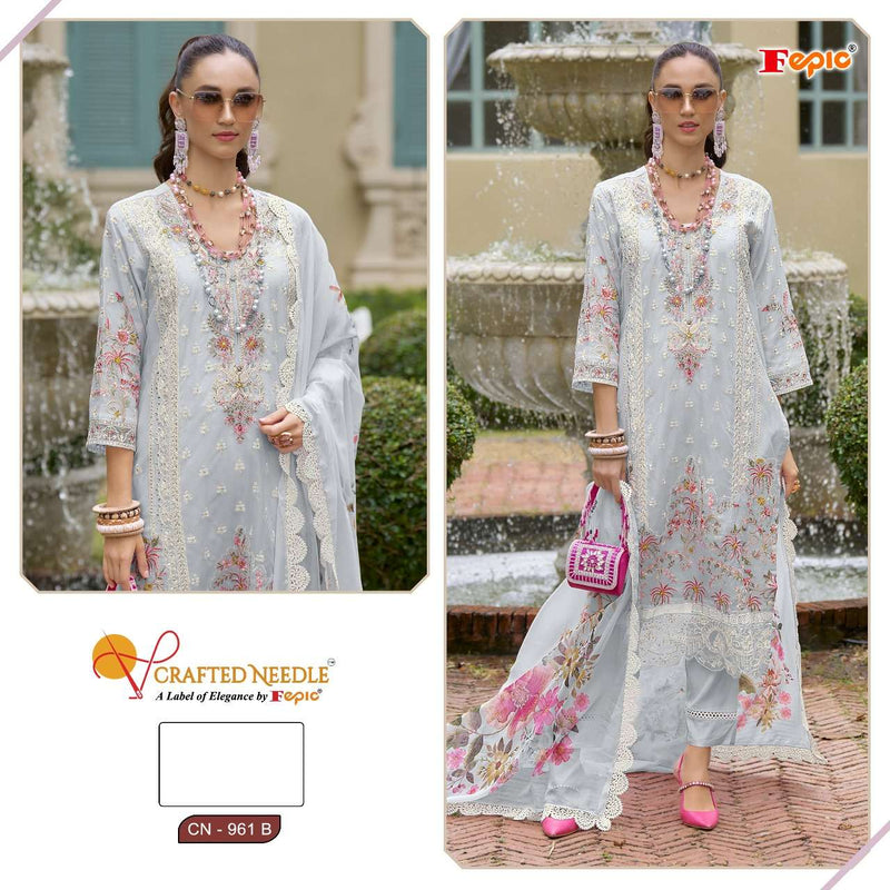 Fepic Suits Crafted Needle CN 961 Organza Embroidered Handwork Salwar Suit