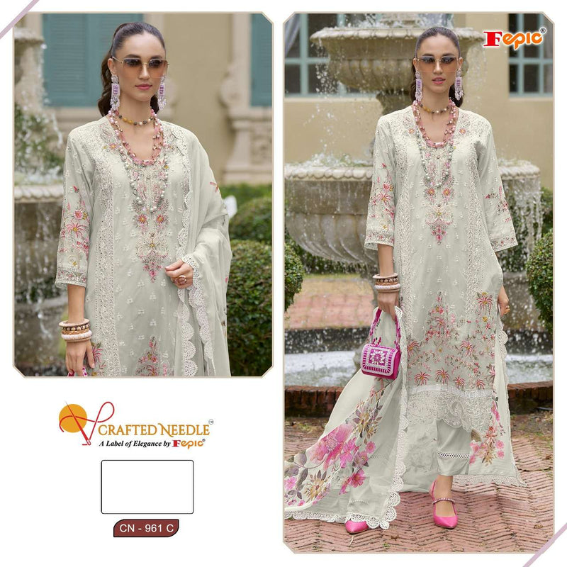 Fepic Suits Crafted Needle CN 961 Organza Embroidered Handwork Salwar Suit