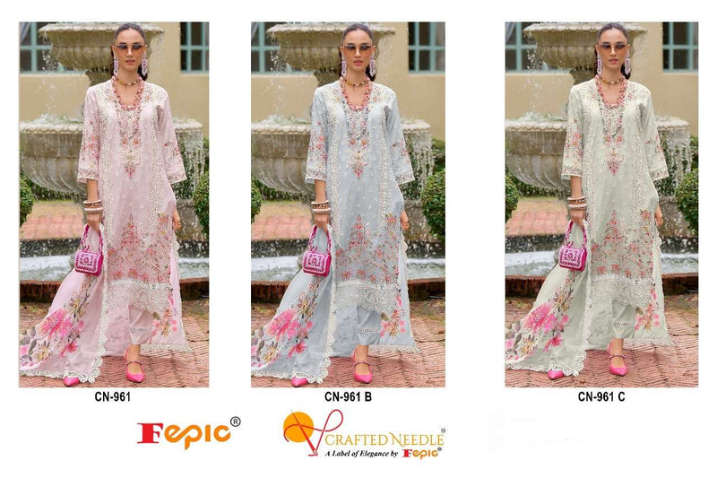 Fepic Suits Crafted Needle CN 961 Organza Embroidered Handwork Salwar Suit
