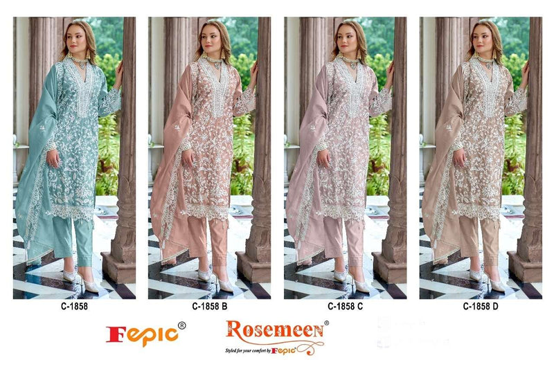 Fepic Suits Rosemeen C 1858 Organza Embroidered Handwork Salwar Suit