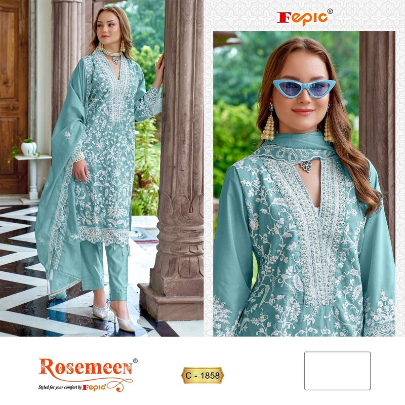 Fepic Suits Rosemeen C 1858 Organza Embroidered Handwork Salwar Suit