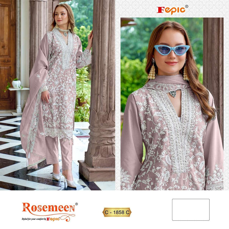 Fepic Suits Rosemeen C 1858 Organza Embroidered Handwork Salwar Suit