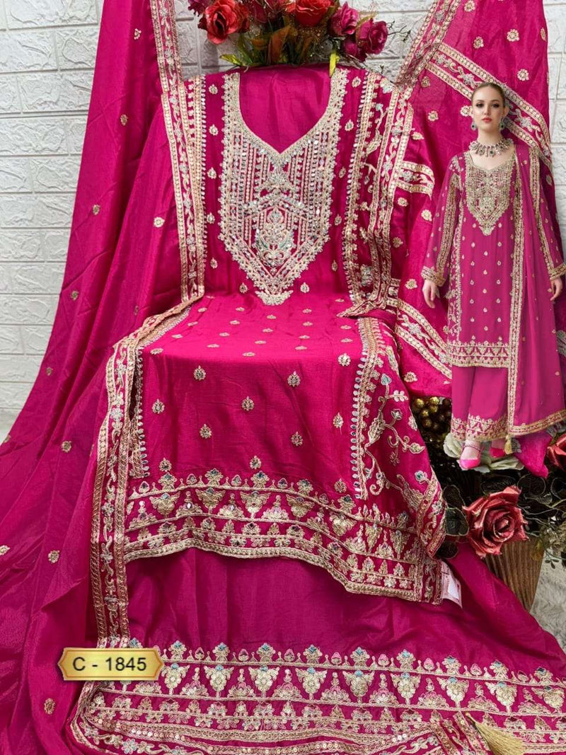 Fepic Suit C 1845 Heavy Chinon Embroidered Work Pakistani Suit