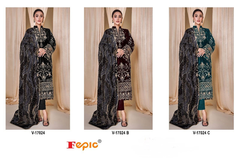Fepic Suit V 17024 Velvet Embroidered Winter Wear Pakistani Salwar Suit