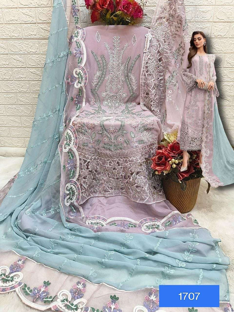 Fepic Suits C 1707 Pure Georgette Embroidered Handwork Salwar Suit