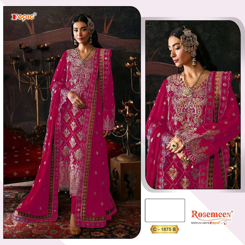 Fepic Suits C 1875 Chinon Heavy Embroidered Handwork Pakistani Suit