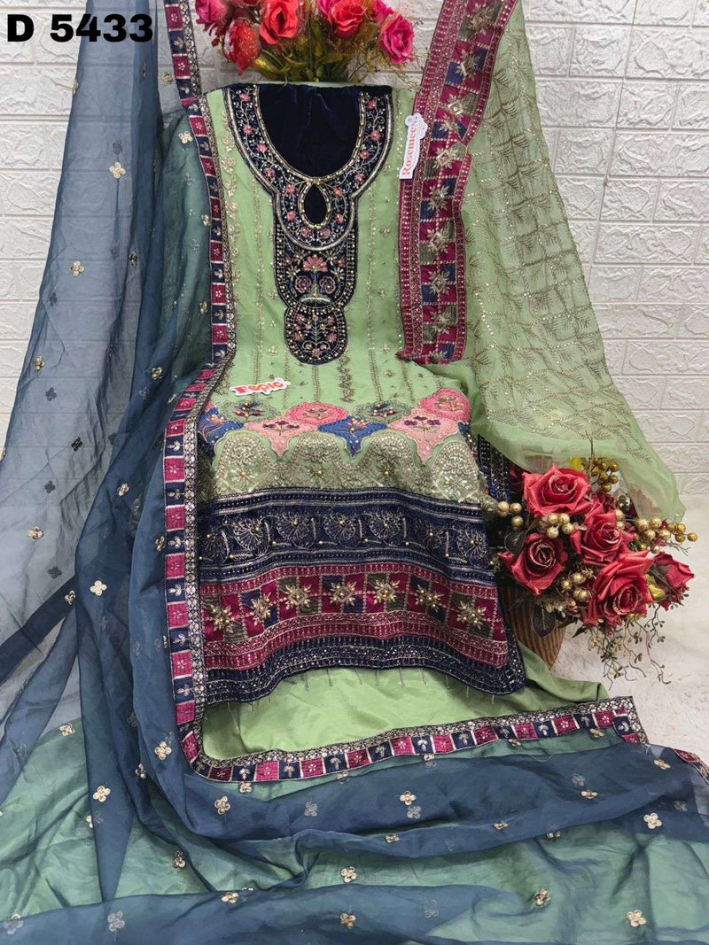 Fepic Suits D 5433 Organza Embroidered Pearl Work Pakistani Suit