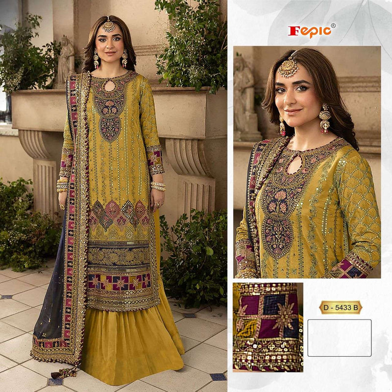 Fepic Suits D 5433 Organza Embroidered Pearl Work Pakistani Suit