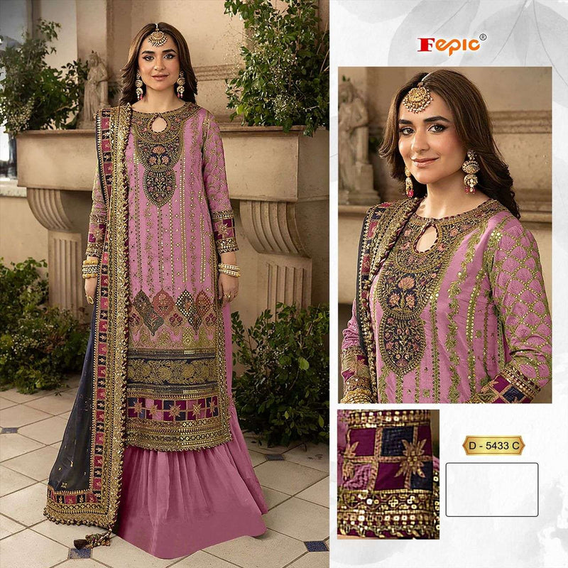 Fepic Suits D 5433 Organza Embroidered Pearl Work Pakistani Suit