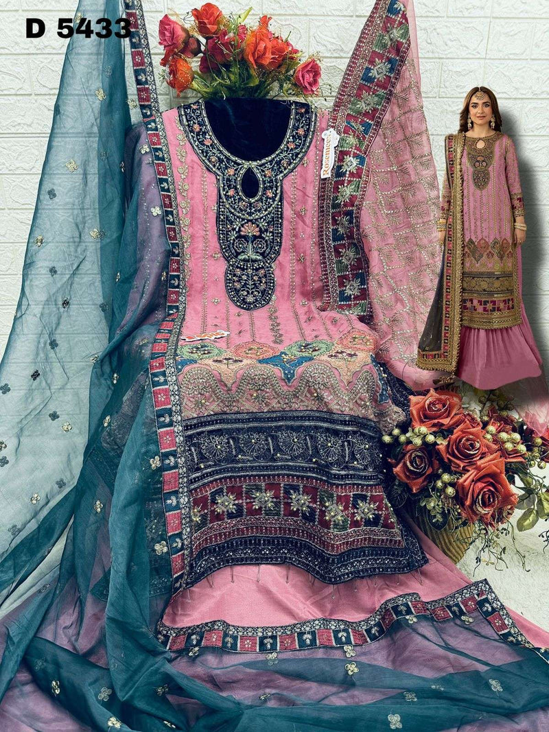 Fepic Suits D 5433 Organza Embroidered Pearl Work Pakistani Suit
