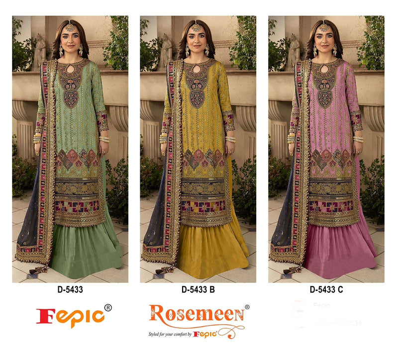Fepic Suits D 5433 Organza Embroidered Pearl Work Pakistani Suit
