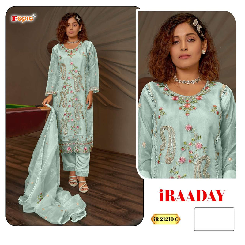 Fepic Suits iRaaday IR 21210 Organza Embroidered Pakistani Suit
