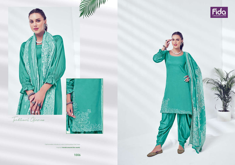 Fida Nyura Satin Cotton Solid With Premium Embroidery Designer Salwar Suit