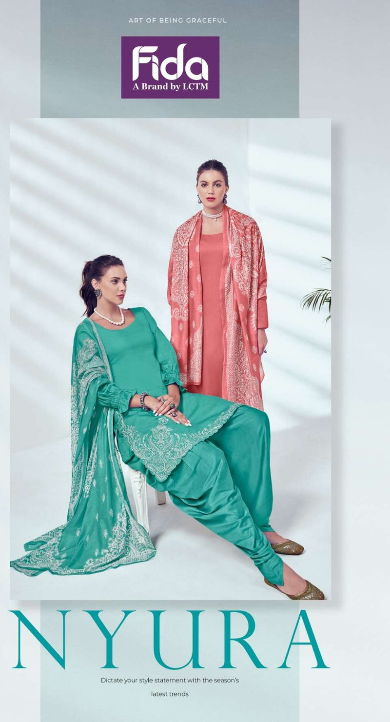 Fida Nyura Satin Cotton Solid With Premium Embroidery Designer Salwar Suit