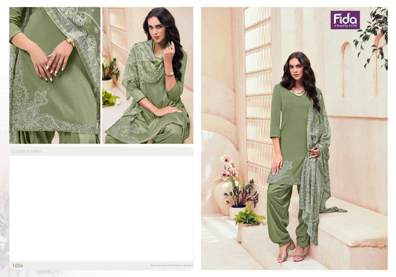 Fida Presents Avyana Satin Cotton With Heavy Embroidery Work Digital Printed Salwar Kameez