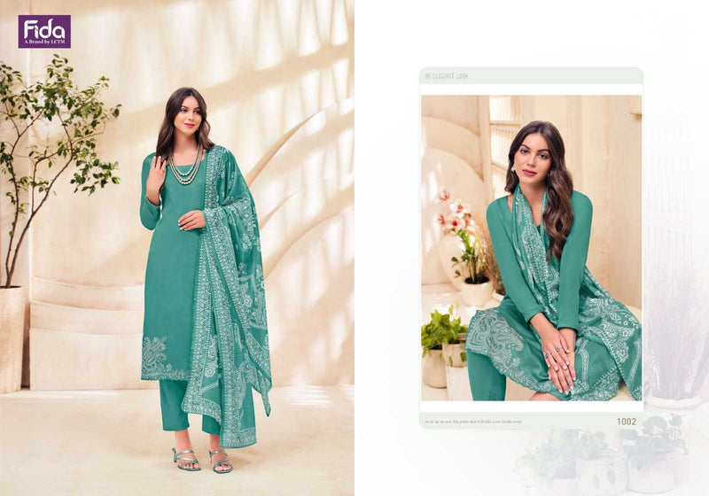 Fida Presents Avyana Satin Cotton With Heavy Embroidery Work Digital Printed Salwar Kameez