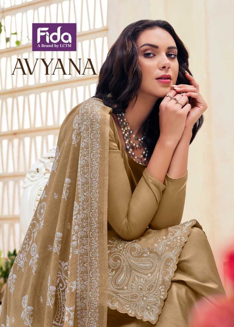 Fida Presents Avyana Satin Cotton With Heavy Embroidery Work Digital Printed Salwar Kameez