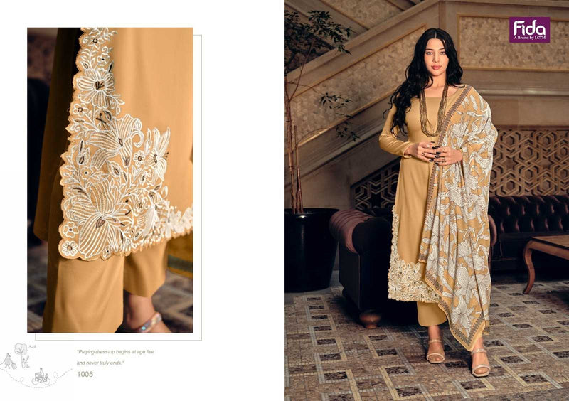 Fida Virika Cotton Satin Stylish Embroidery Work With Printed Dupatta Salwar Suit