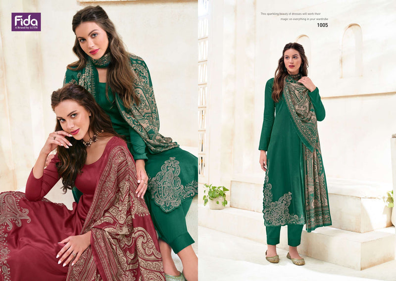 Fida Zahavi Cotton Satin Solid With Premium Embroidery Work Salwar Kameez