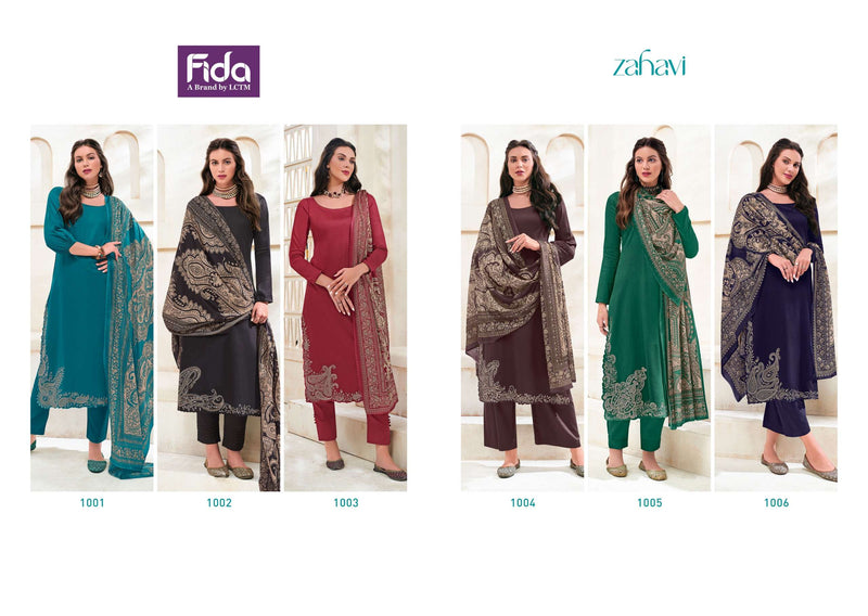 Fida Zahavi Cotton Satin Solid With Premium Embroidery Work Salwar Kameez