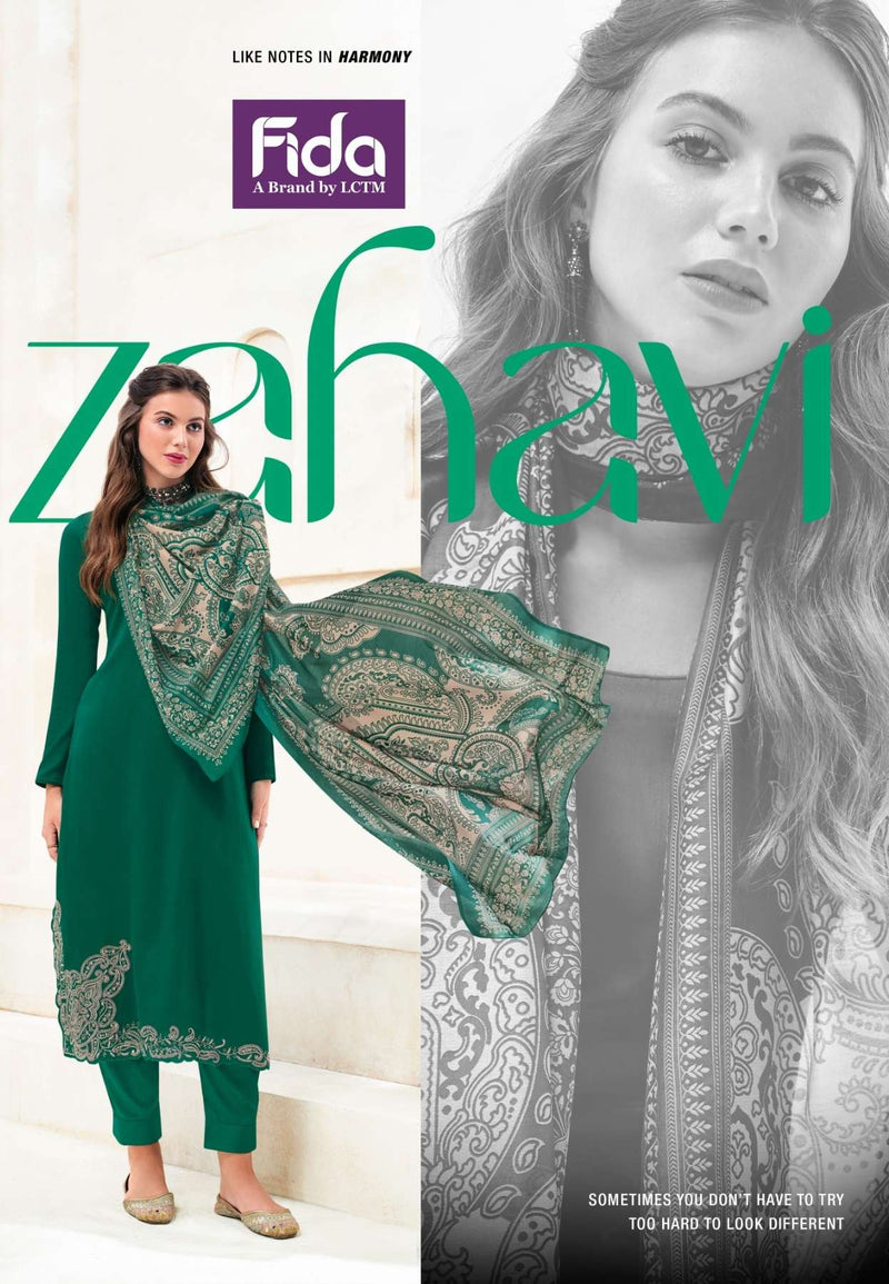 Fida Zahavi Cotton Satin Solid With Premium Embroidery Work Salwar Kameez